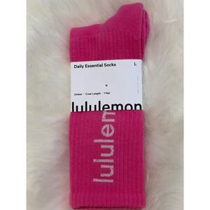 Lululemon‎ Daily Essential Socks Crew Length Size L Pink Unisex New